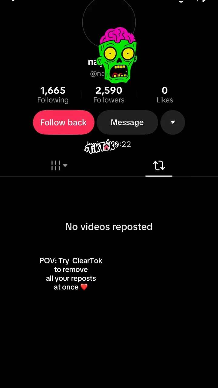 TikTok creator example cover showing ClearTok cleanup results.