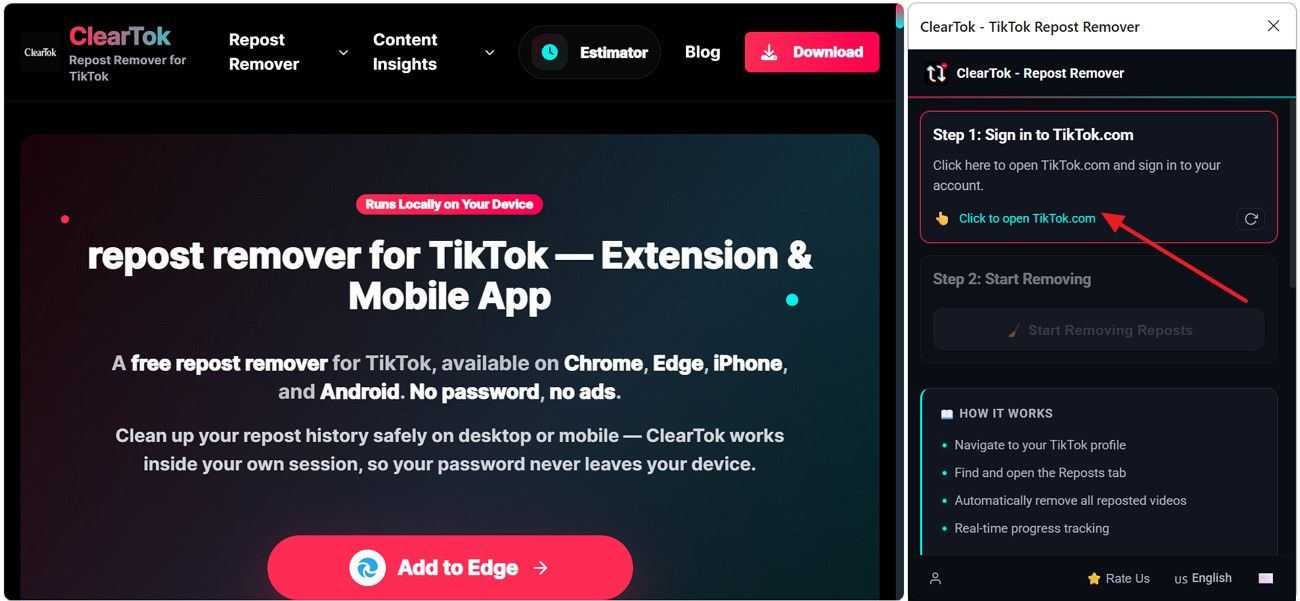 Schermafbeelding: Inloggen bij TikTok